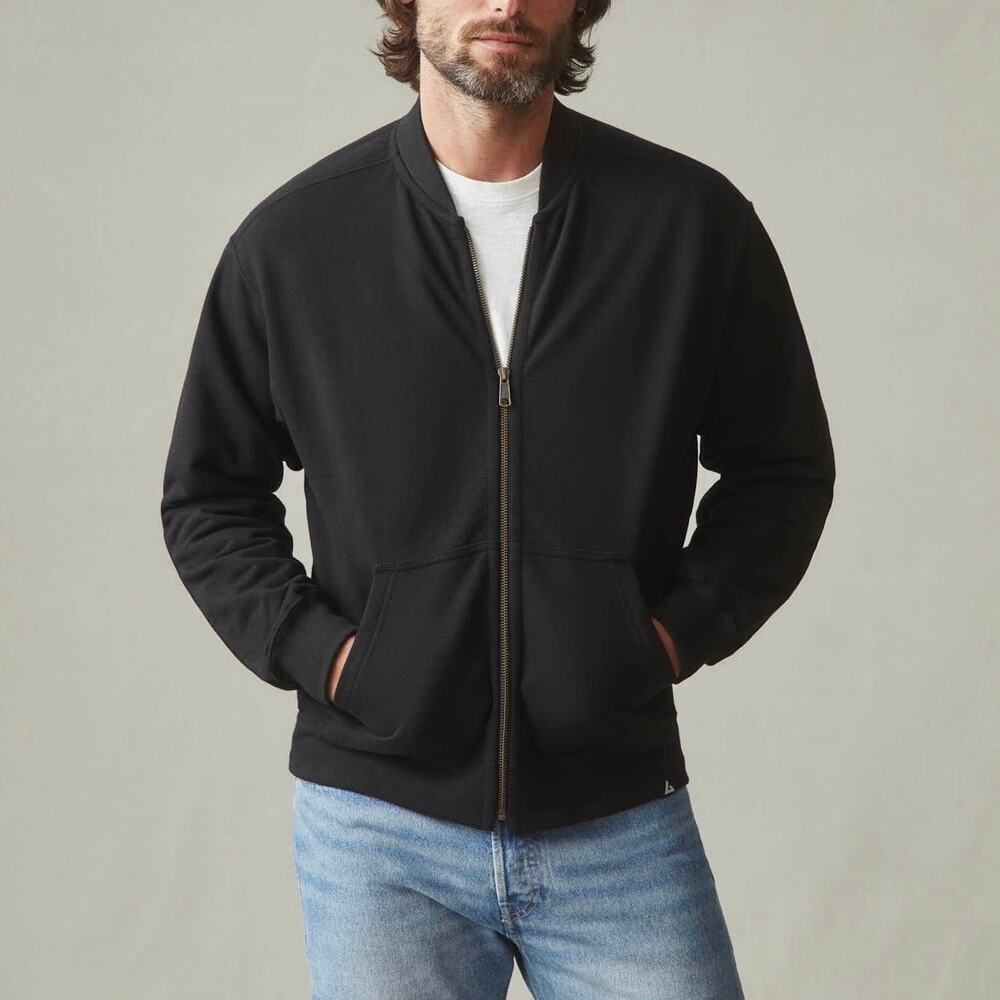 American Giant Men's Heavyweight Cotton Fleece Bomber Jacket Black Size Small